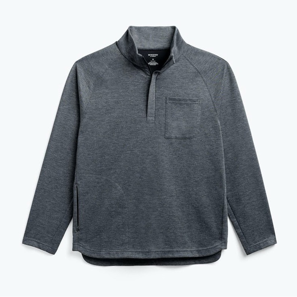 Ministry of Supply Gray Zip Up Sweater